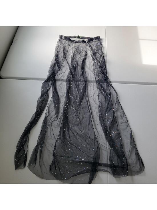 CLUB EXX Dresses & Skirts - CLUB EXX Skirt Womens Large Black Sheer Sequin Mesh Maxi Festival Rave
